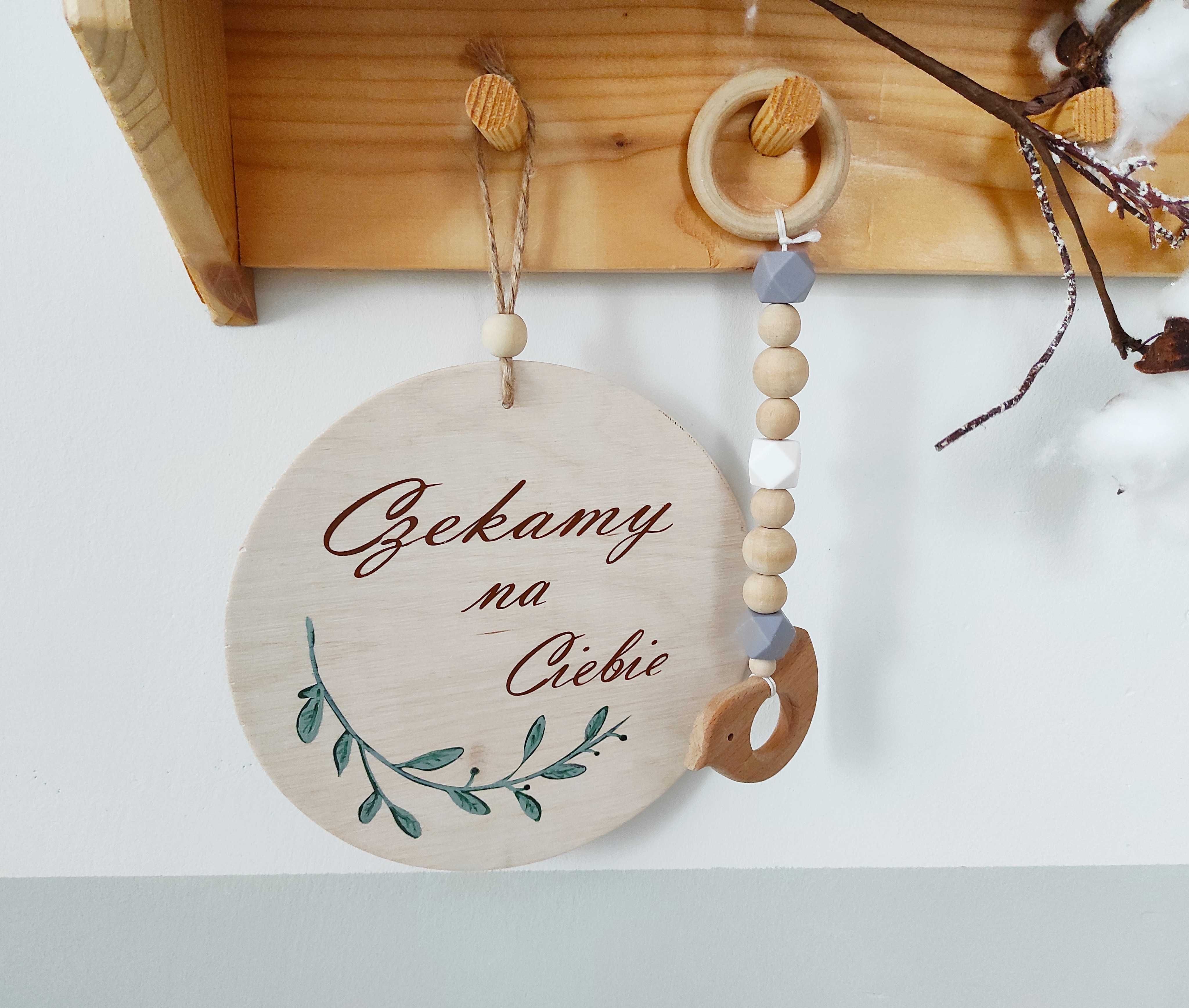 tabliczka do zdjeć ze sklejki "czekamy a ciebie"