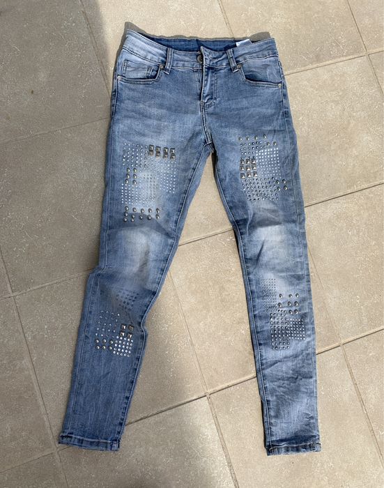 Just Cavalli jeansy cyrkonie czarna s spodnie szare rurki s