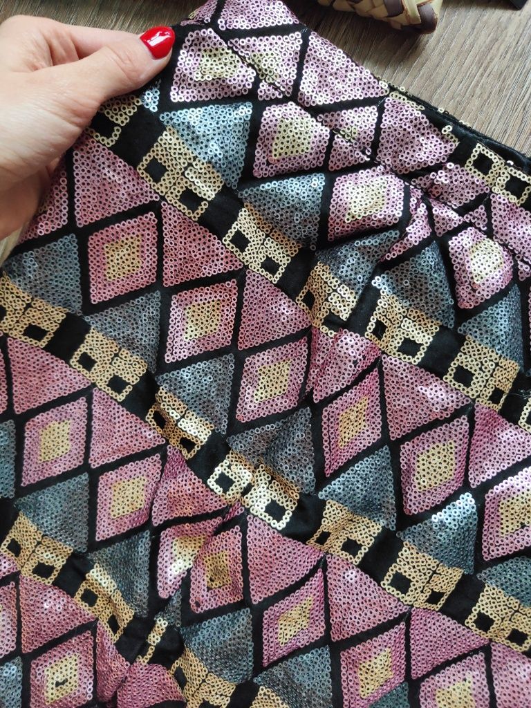Cekinowa spódniczka missguided krótka urocza spódnica mini błyszcząca