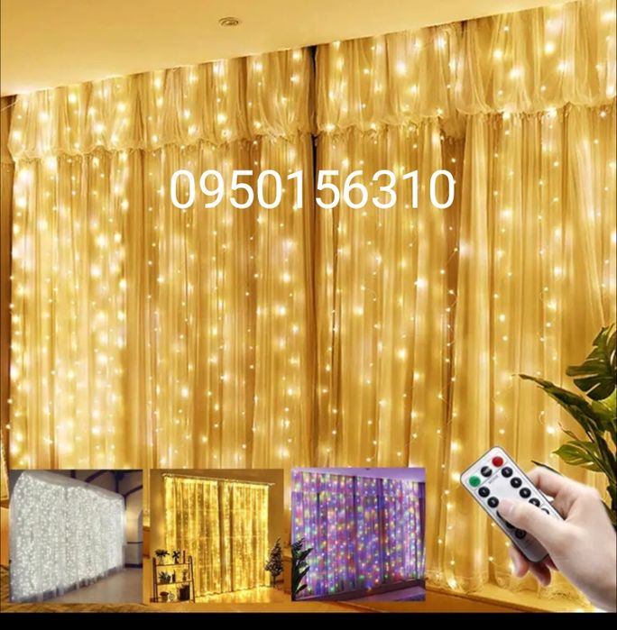 Хіт-продаж!Гірлянда з пультом 3×3 від USB/Гирлянда штора/Герлянда