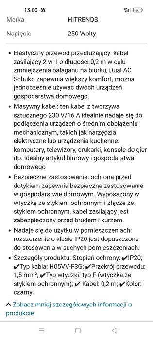 Przedłużacz rozgałęźnik kablowy Y