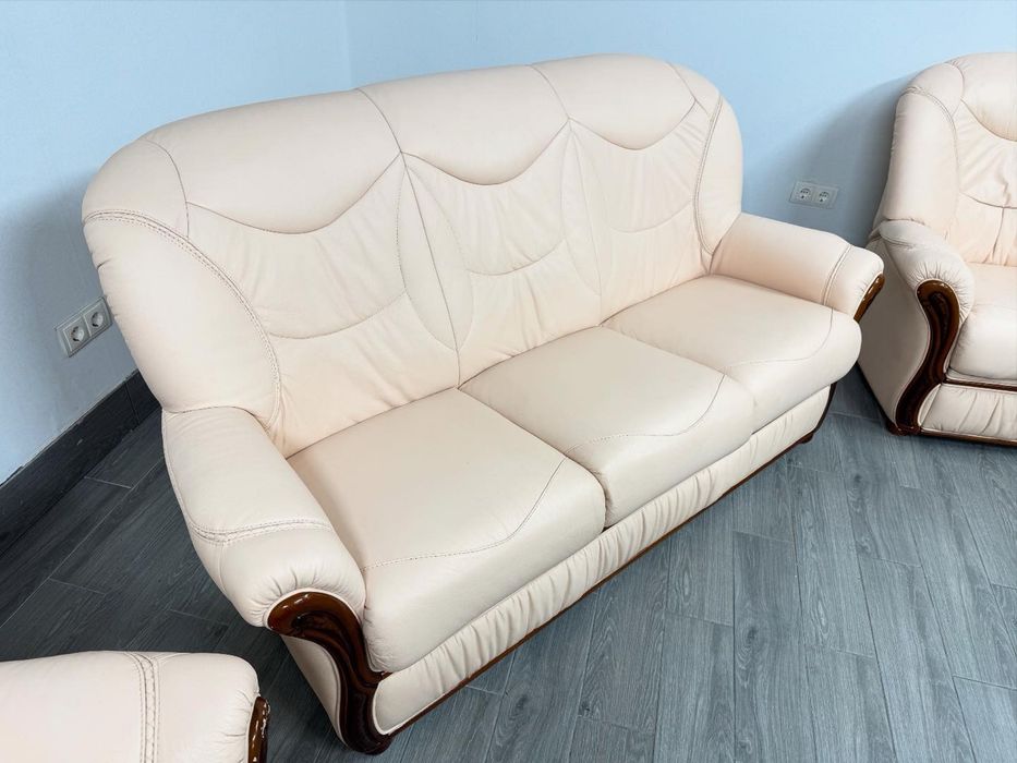 Доставка! Комплект Шкіряний диван та крісло реклайнер