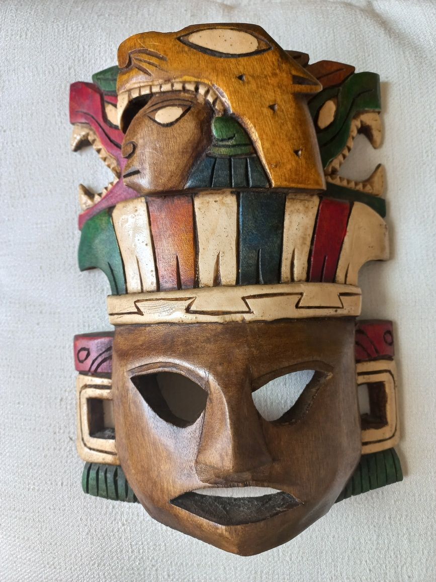 Máscara  Mexicana , peça de artesanato em madeira NOVA