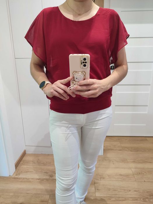 Bluzka szyfon krótki rękaw nietoperz rozm S 36