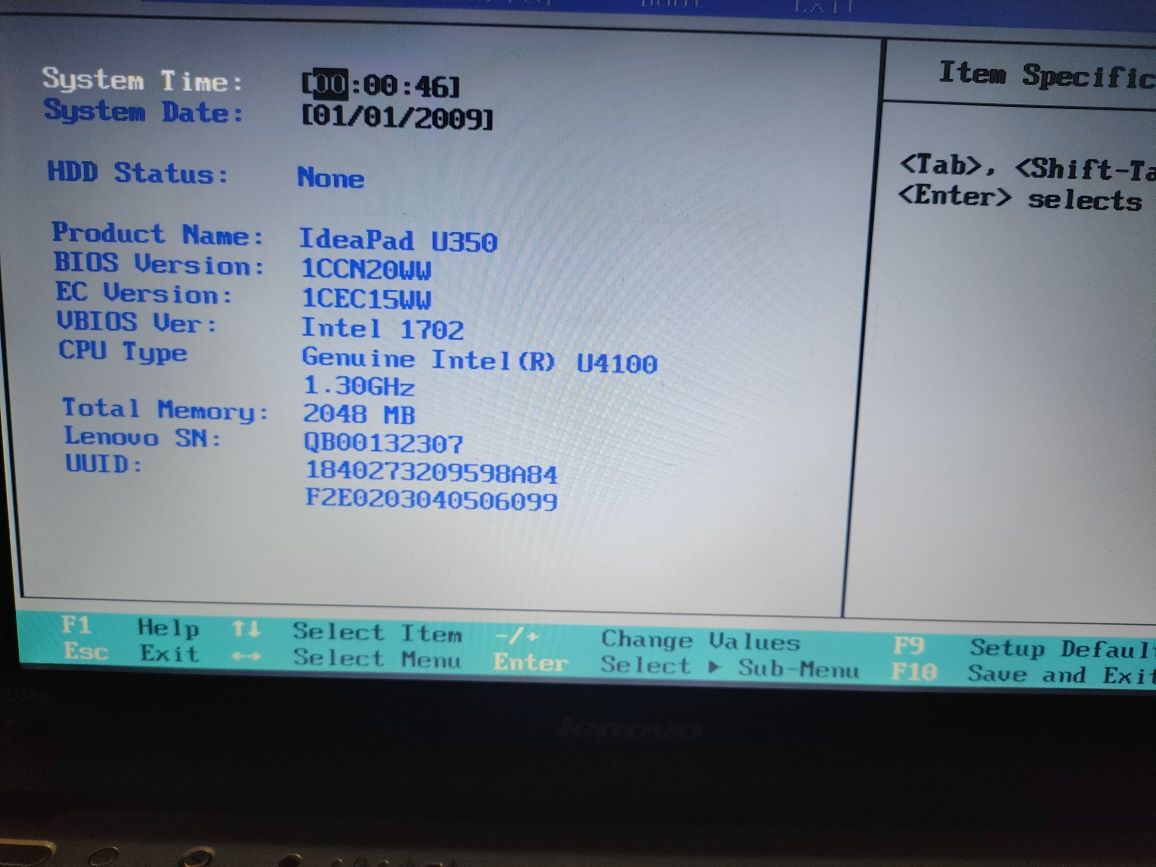 Laptop Lenovo Ideapad U350