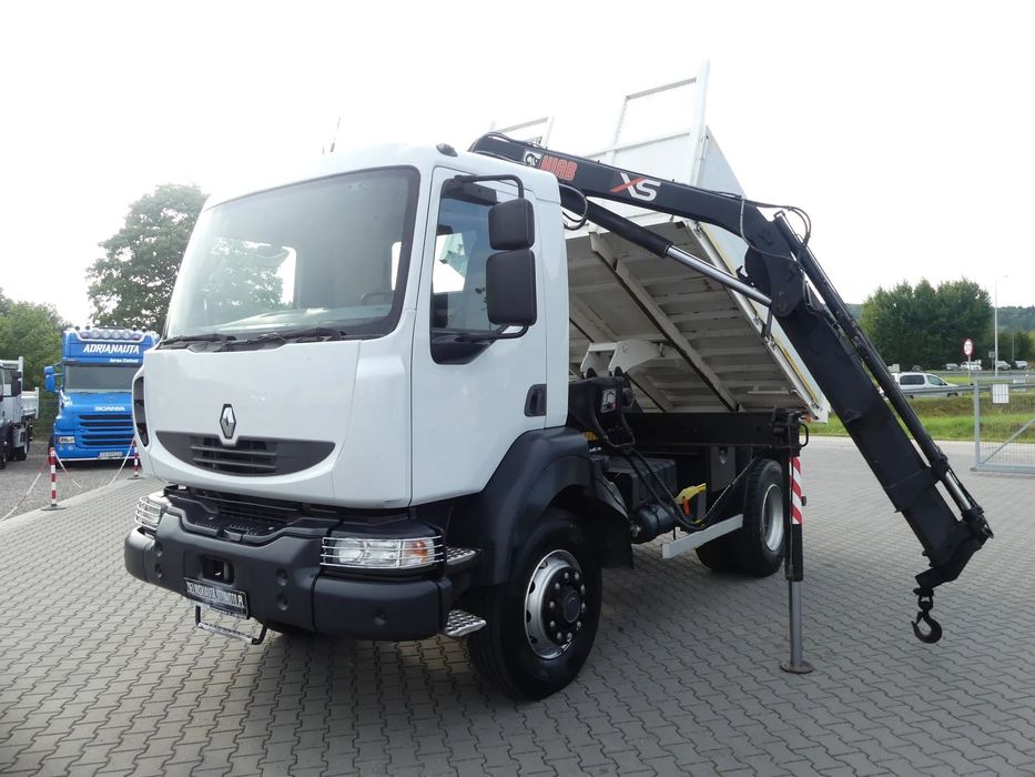 Renault MIDLUM 180  4x4 / WYWROTKA + HDS HIAB SKŁADANY W Z /  DMC 16000 KG / DŹWIG /