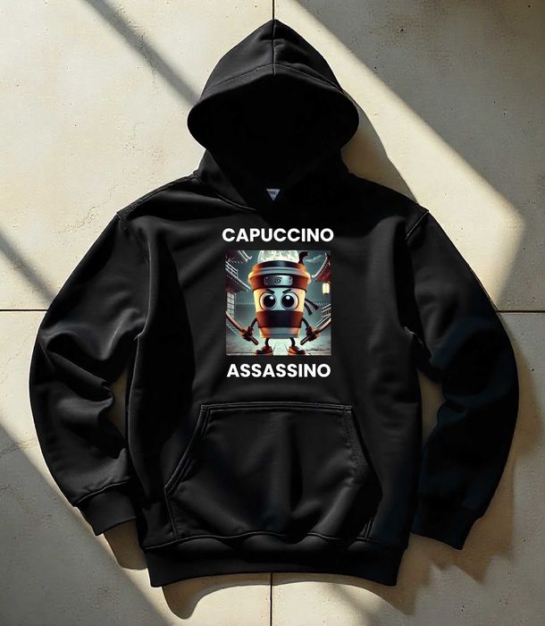 Męska Czarna Bluza M Capuccino Assassino | Men's black Hoodie M