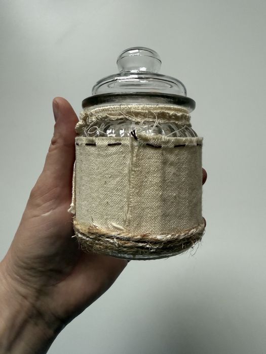 Słoik z dekoracją na żywność herbatę 12.5 x 7.5 retro boho vintage