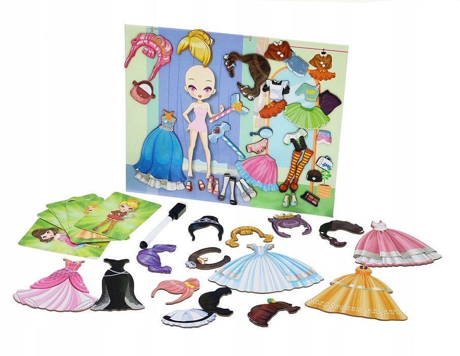 Układanka Magnetyczna Tablica Moda Ubieranka Klocki Puzzle Magnetyczne