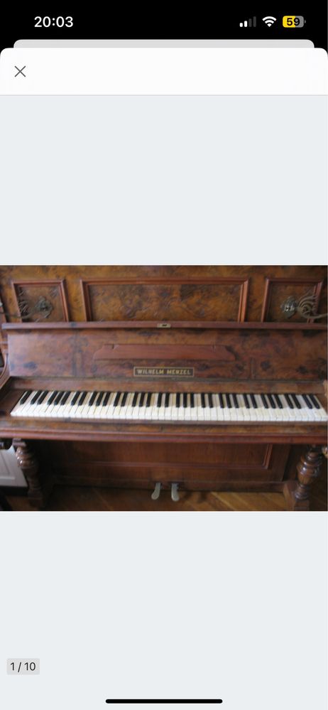 Pianino WILHELM MENZEL D.R.P. 115486