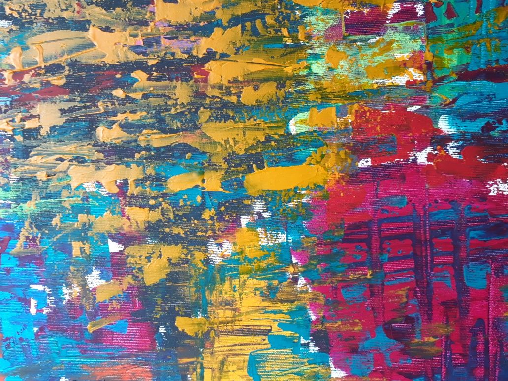 Obraz szpachelką malowany ręcznie jaskrawe kolory 70x50cm