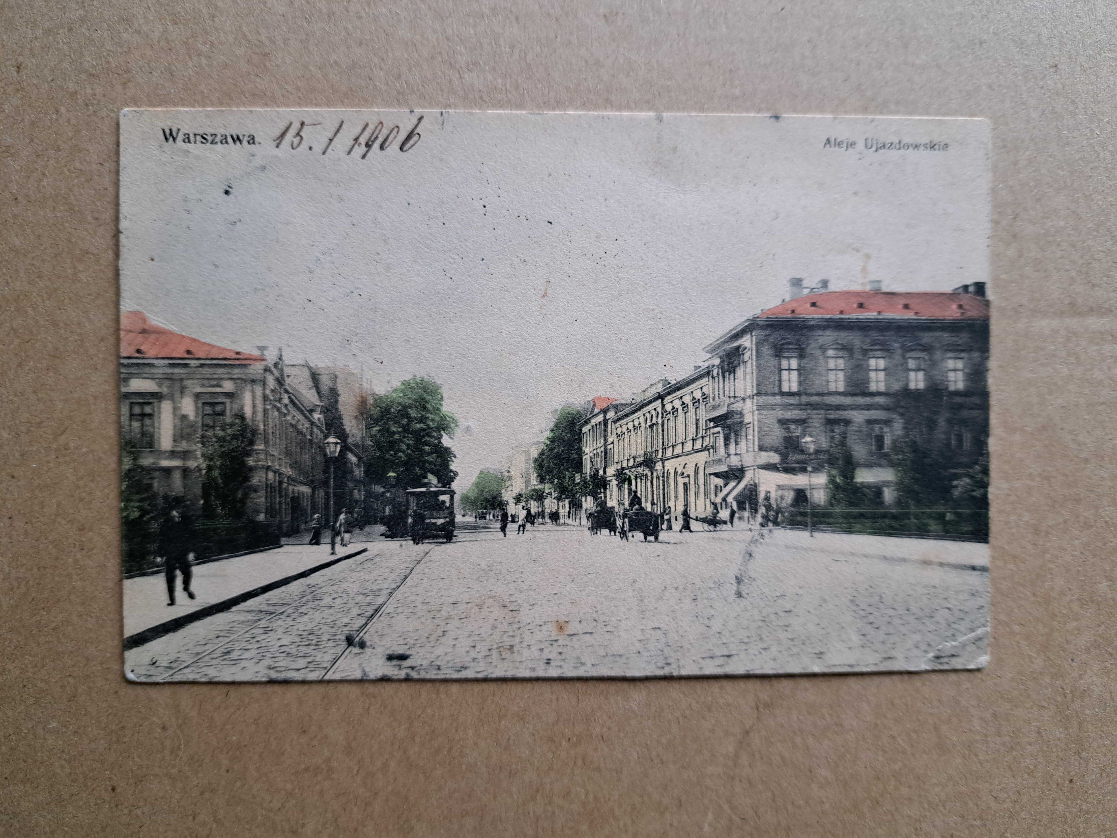 Warszawa – Aleje Ujazdowskie pocztówka 1906