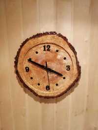 Настінний дерев'яний годинник з березового зрізу