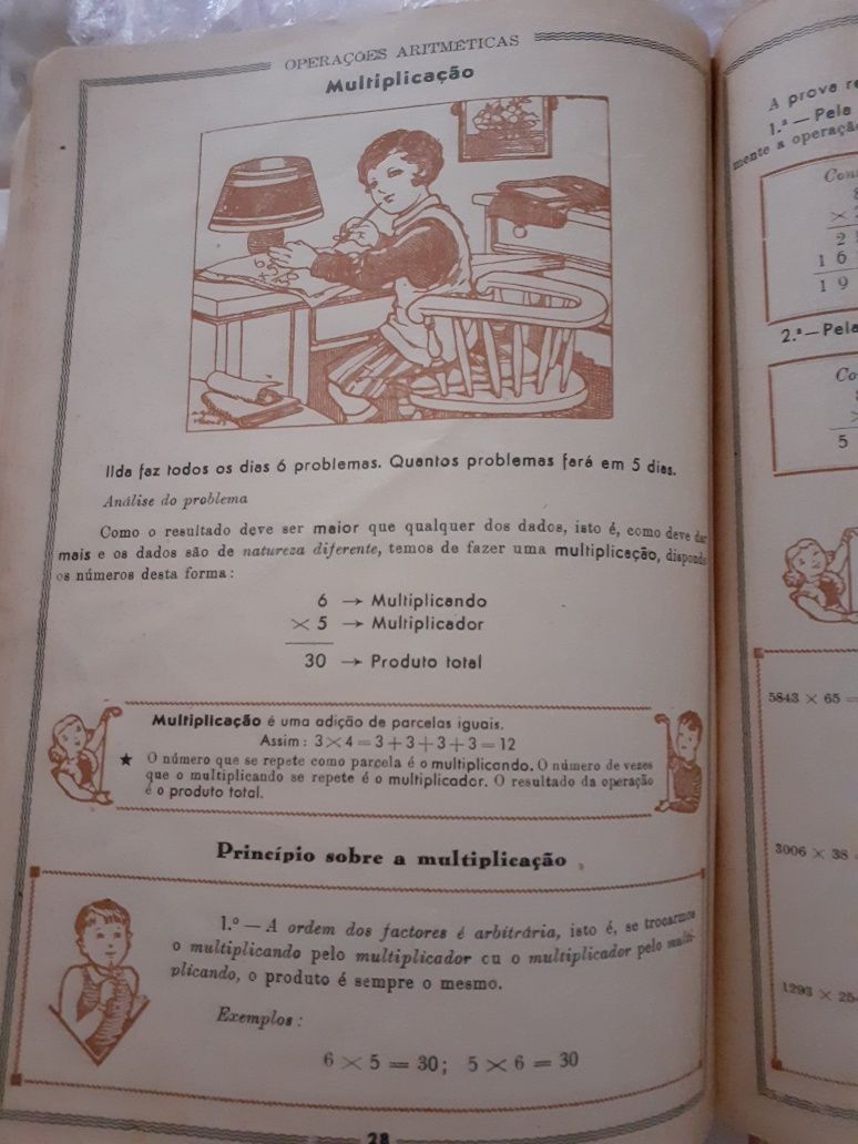 Livros escolares antigos Aritmética e Geometria/