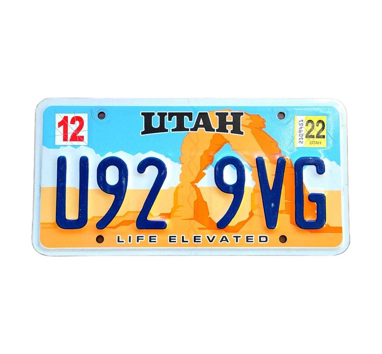 Utah 2022 - oryginalna tablica rejestracyjna z USA