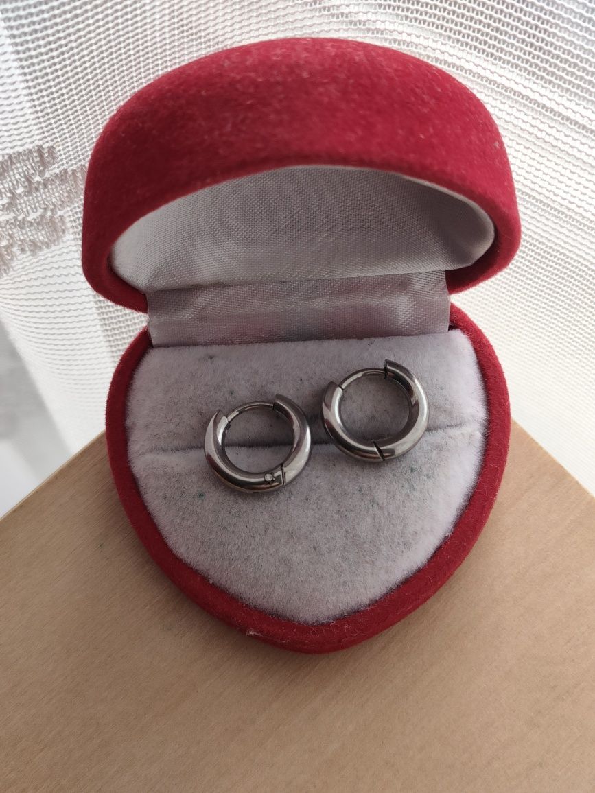 Kolczyki kółka unisex kolczyki zapięcia stal nierdzewna kolor srebrny