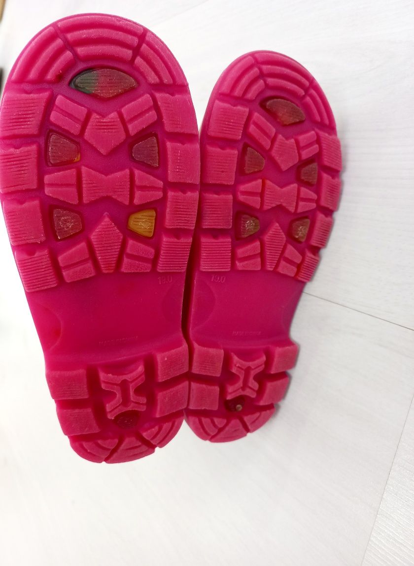 Гумові чоботи черевики ботинки сапоги на дівчинку 19,0 см рожеві резин