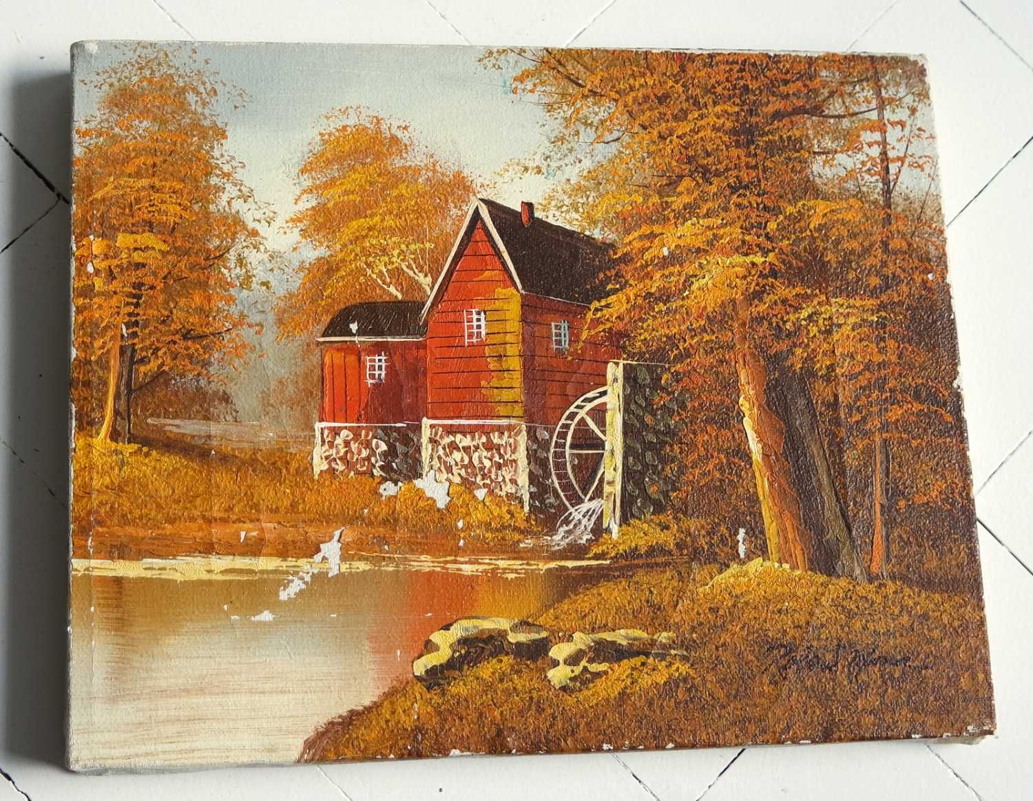 Ramka retro złota drewniana rama do obrazu domek