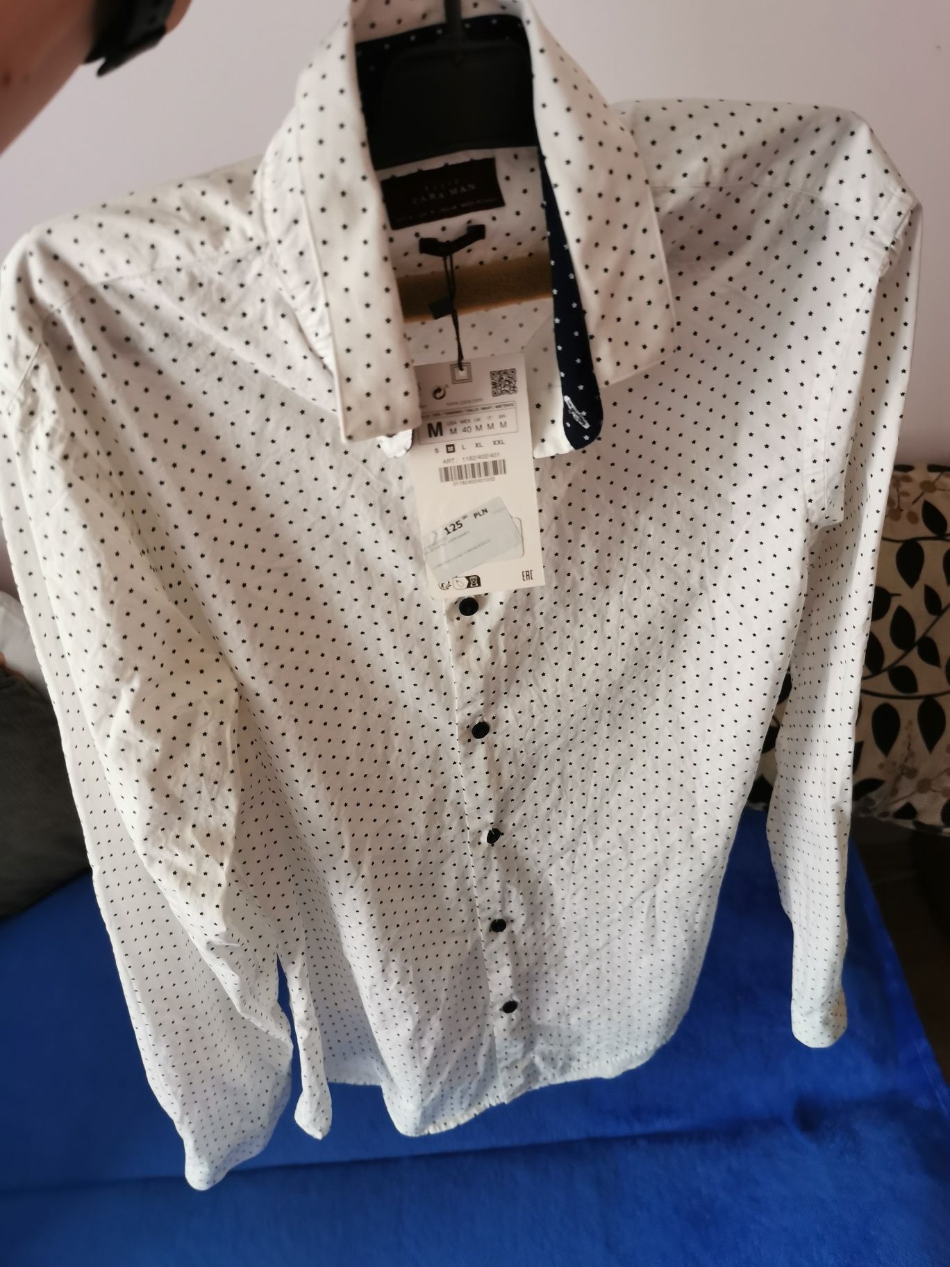 Biała koszula męska w gwiazdki Zara, rozmiar 'M'