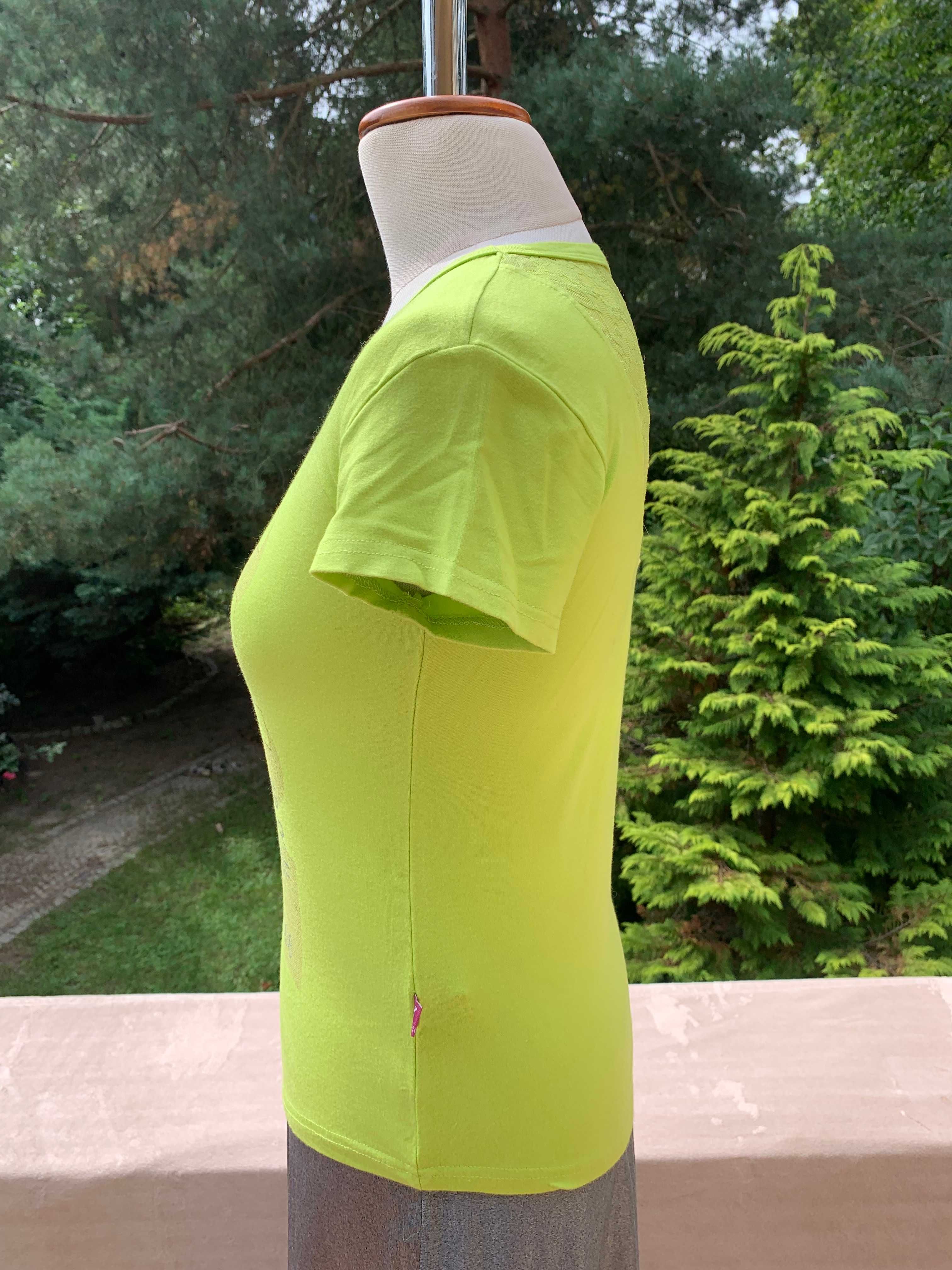Bawełniany t-shirt z koroną na plecach i srebrnym napisem, rozm m,