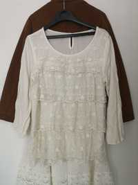H&M koszula bluzka koronkowa gipiura ecru biała 146 152