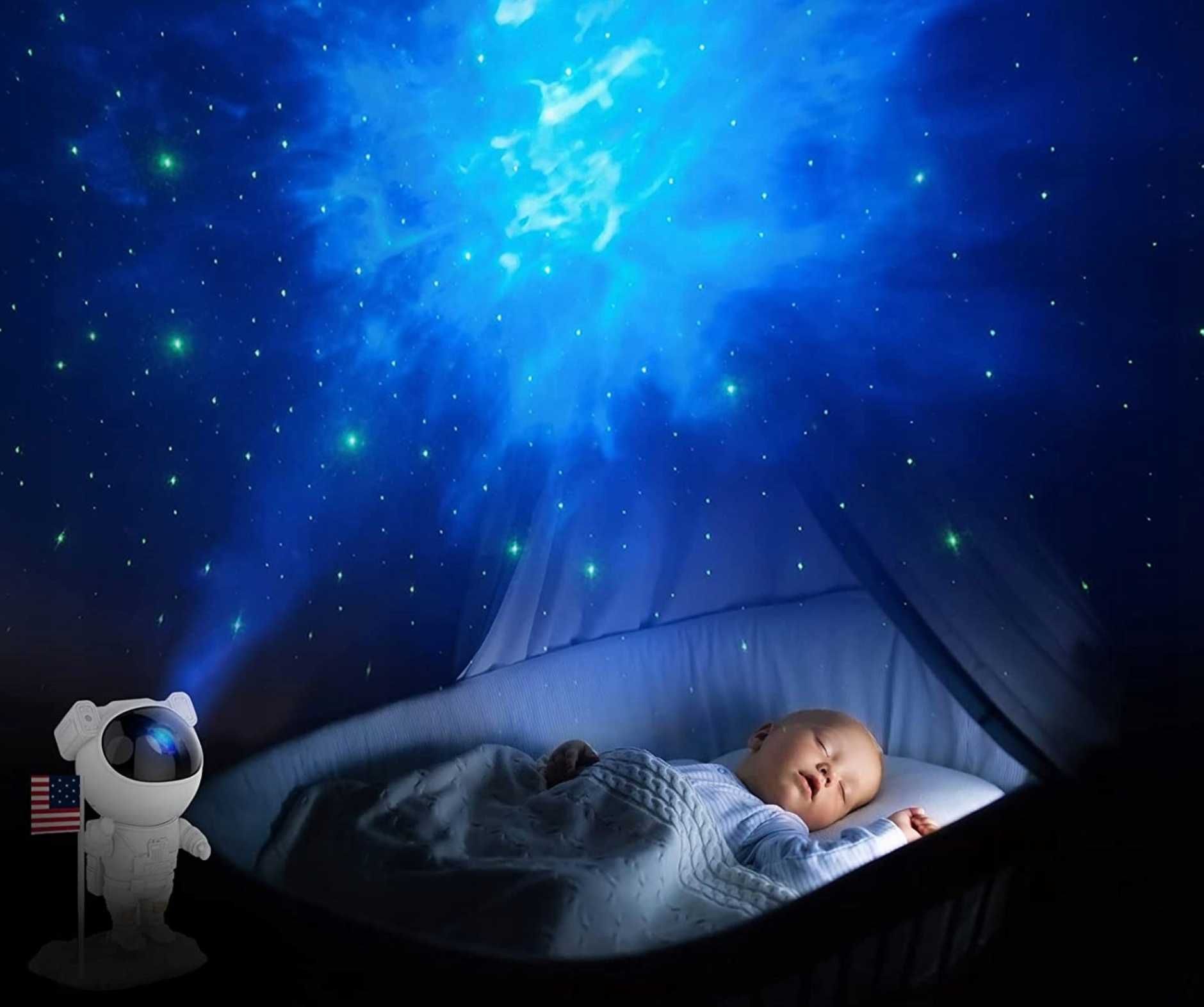PROJEKTOR GWIAZD astronauta mini PROJEKTOR lampka nocna (OKAZJA!)