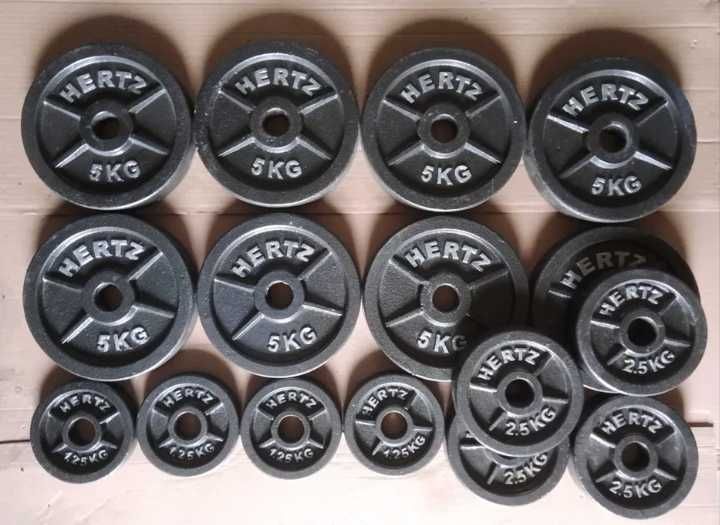 HERTZ obciążenie żeliwne krążki fi29mm do hantli 5kg 2.5kg 1.25kg