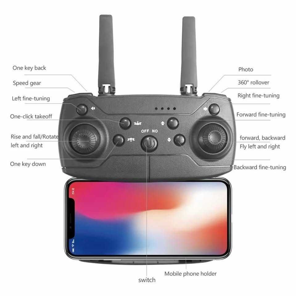 Drone e88 4k Dual Câmara, com 3 baterias,6 paz de hélices,etc.