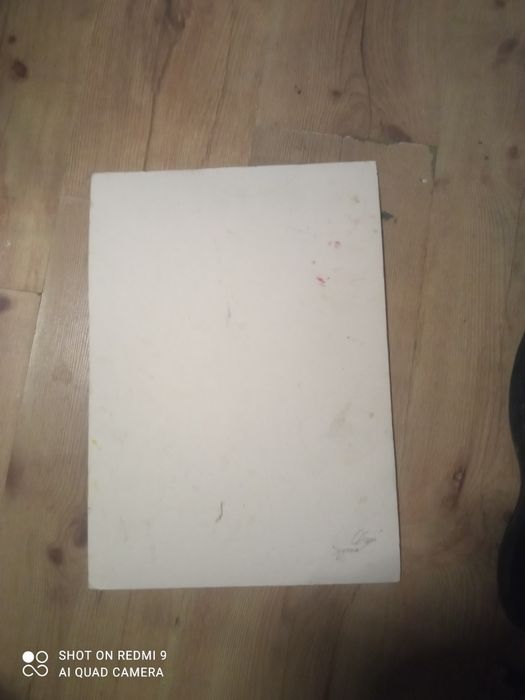 Obraz tempera A3 bocian w stylu ludowym