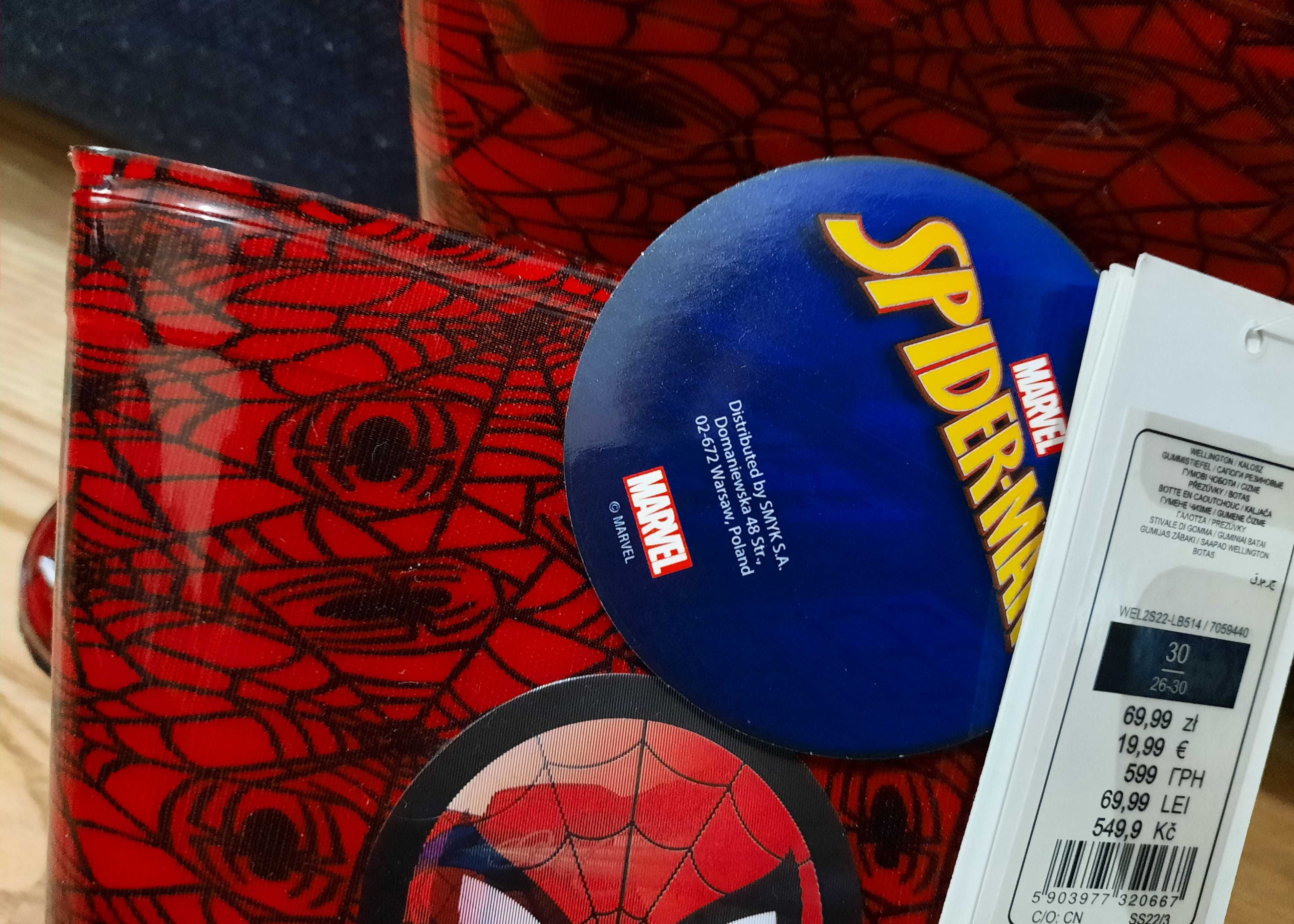 Kalosze r.30 CoolClub Smyk czerwone chłopięce Spiderman Marvel*NOWE