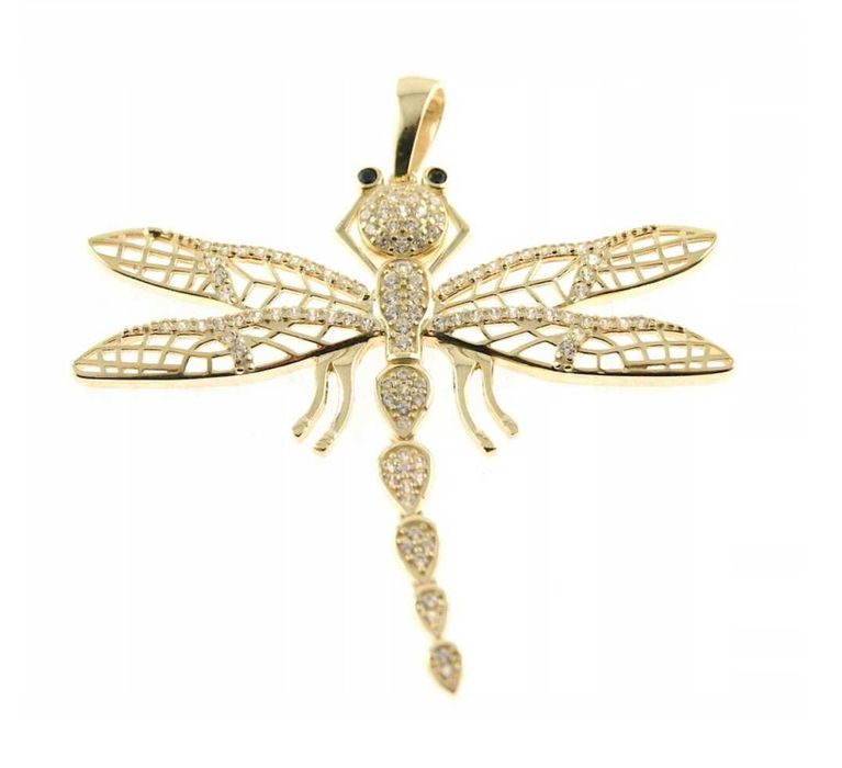 ZŁOTY WISIOREK Zawieszka Ważka z Cyrkoniami ZŁOTO p.585 NA PREZENT