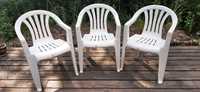 Krzesła białe ogrodowe plastikowe 3 sztuki