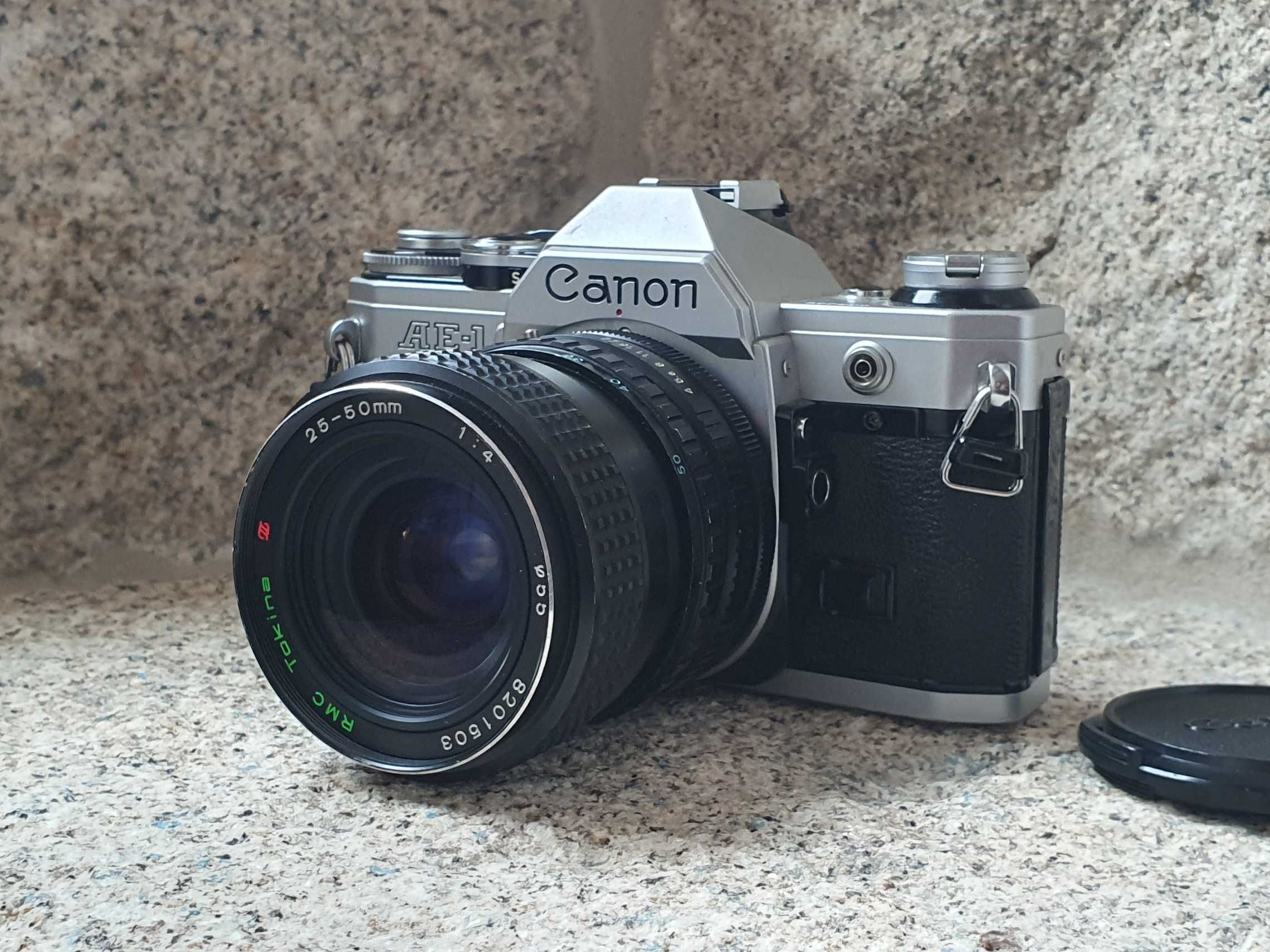 Canon AE-1 + lente FD 25-50mm f/4 (testada)