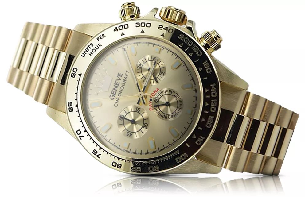 Złoty zegarek z bransoletą męski 14k Geneve mw014ydg&mbw015y Wrocław