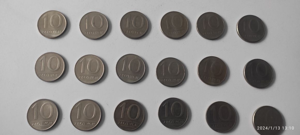 Monety PRL 10 złotych, 18 sztuk