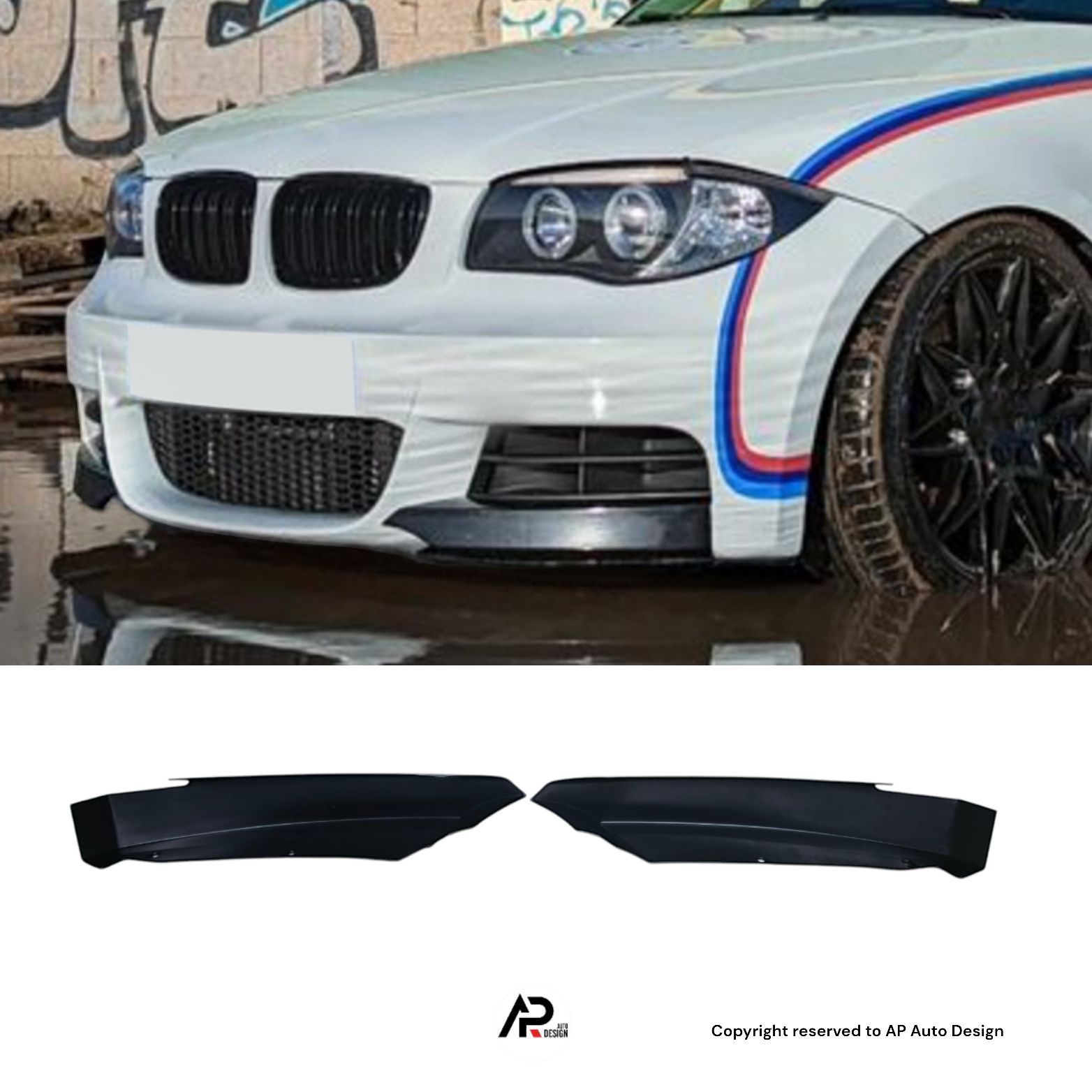 BMW E82 E88 Lip Aba Splitter Frontal Preto brilhante