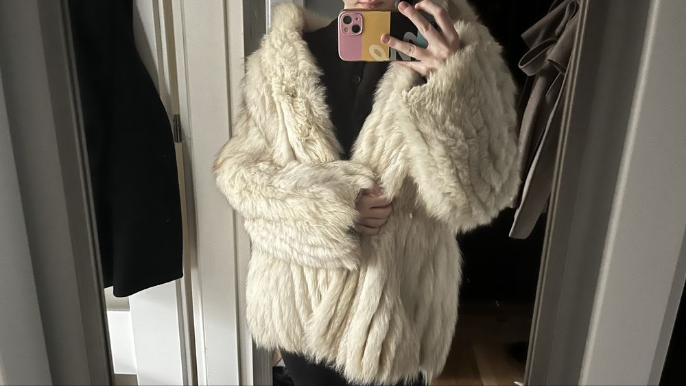 Naturalne futro srebrny lis - vintage