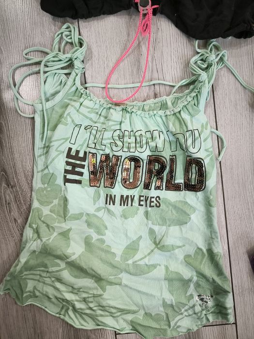 Paka ubrań 140 dla dziewczynki zestaw bluza koszulka crop top