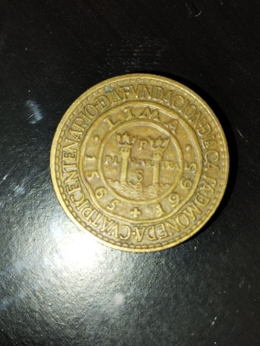 Moeda de 1/2 Sol de Oro 1965 da República do Perú
