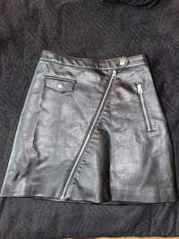 Czarna skórzana mini spódnica xs rozpinana H&M sexi