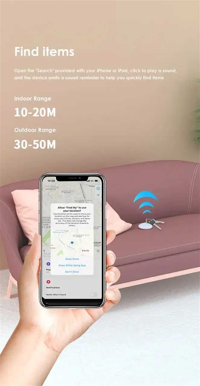 GPS Смарт-брелок Hoco E91 Tiger трекер, модуль GPS Air Tag, локатор