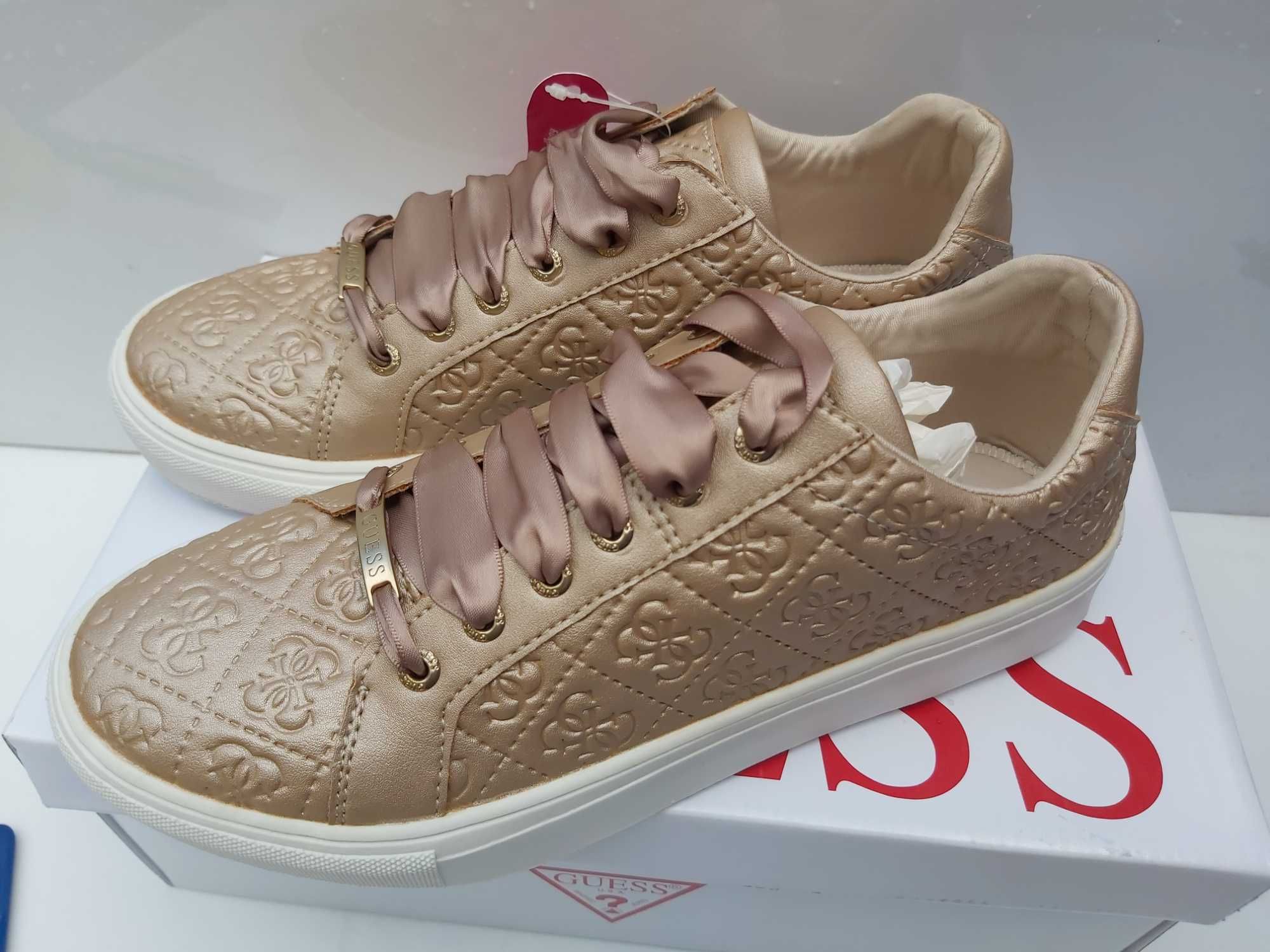 SP NOWE sneakersy GUESS złote trampki monogram rozmiar 39