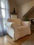 Fotel IKEA, material bialy