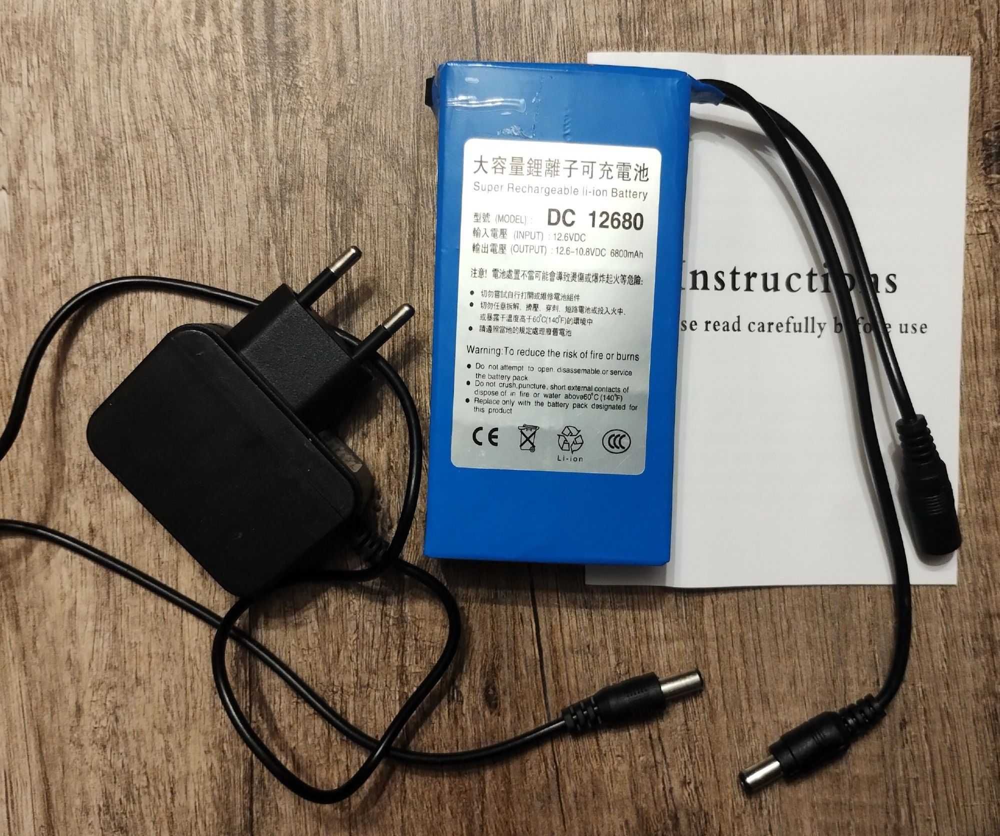 Przenośny akumulator Li-Ion 12 V 6800 mAh, DC-12680  do CCTV