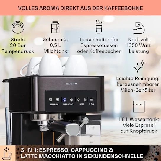 Кавоварка Arabica Comfort 1350W 20 бар 1.8л сенсорна панель управління