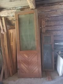 Drzwi balkonowe drewniane sosnowe szt 2