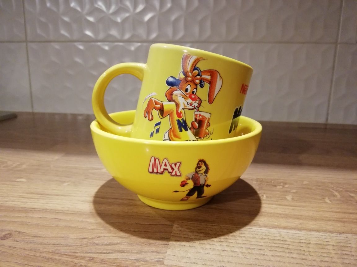 zestaw śniadaniowy kubek nesquik miseczka max żółty dziecięcy