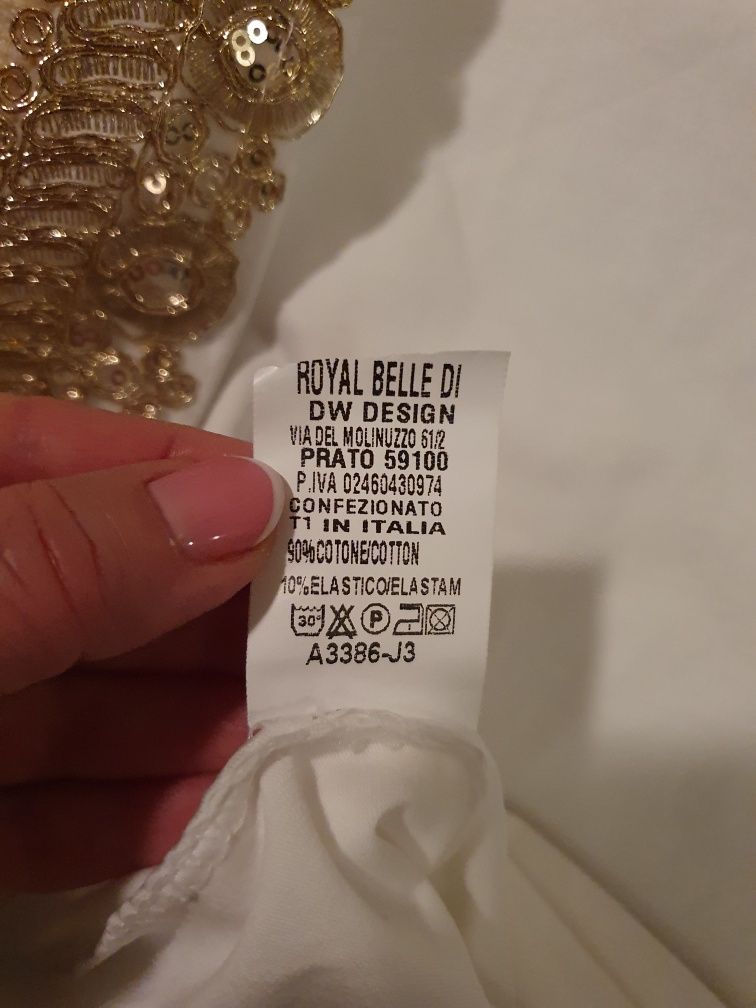 Bluzka biała, włoska, nowa 90% bawełna