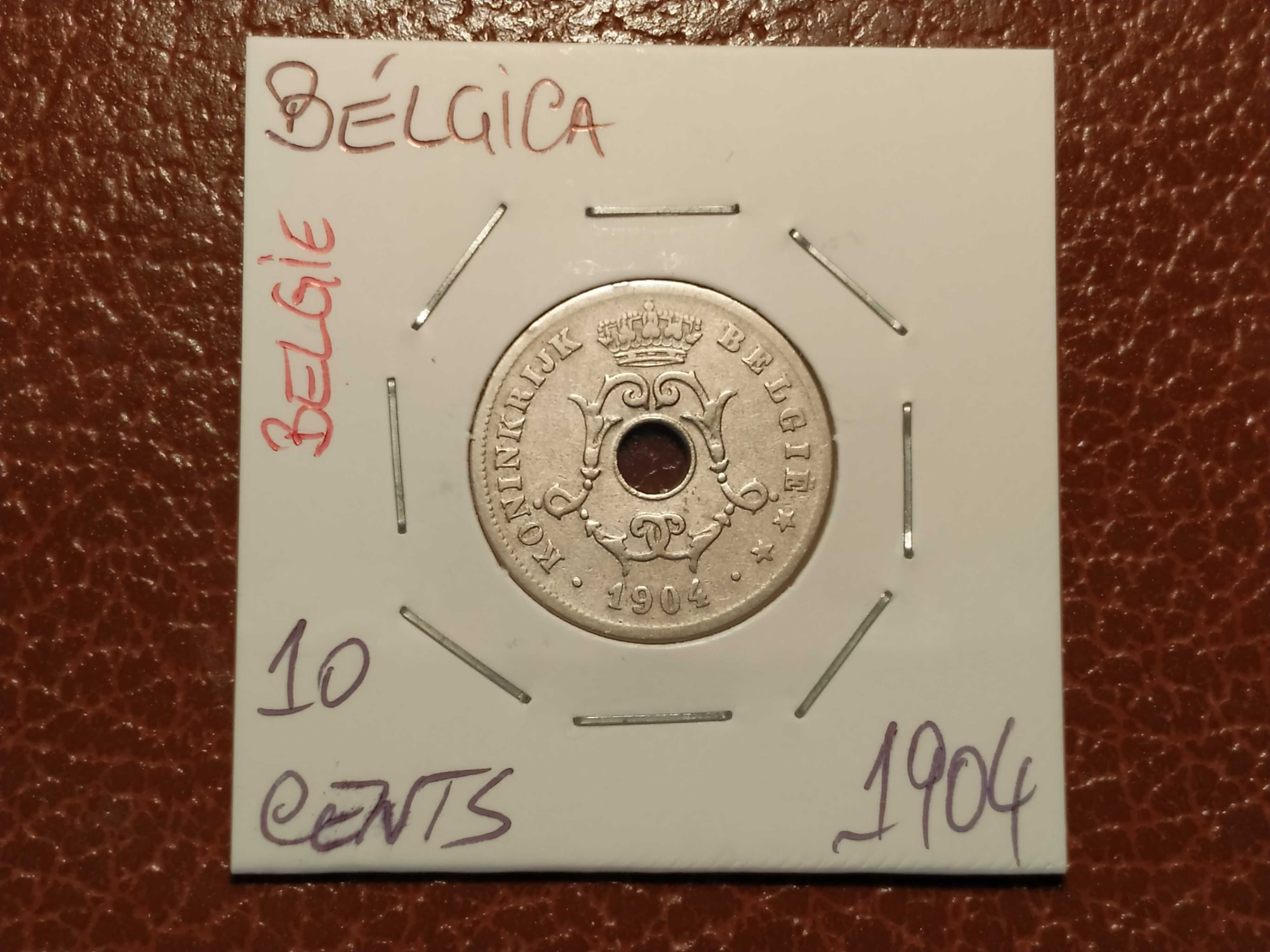 Bélgica - moeda de 10 centimes de 1904 (Belgie)