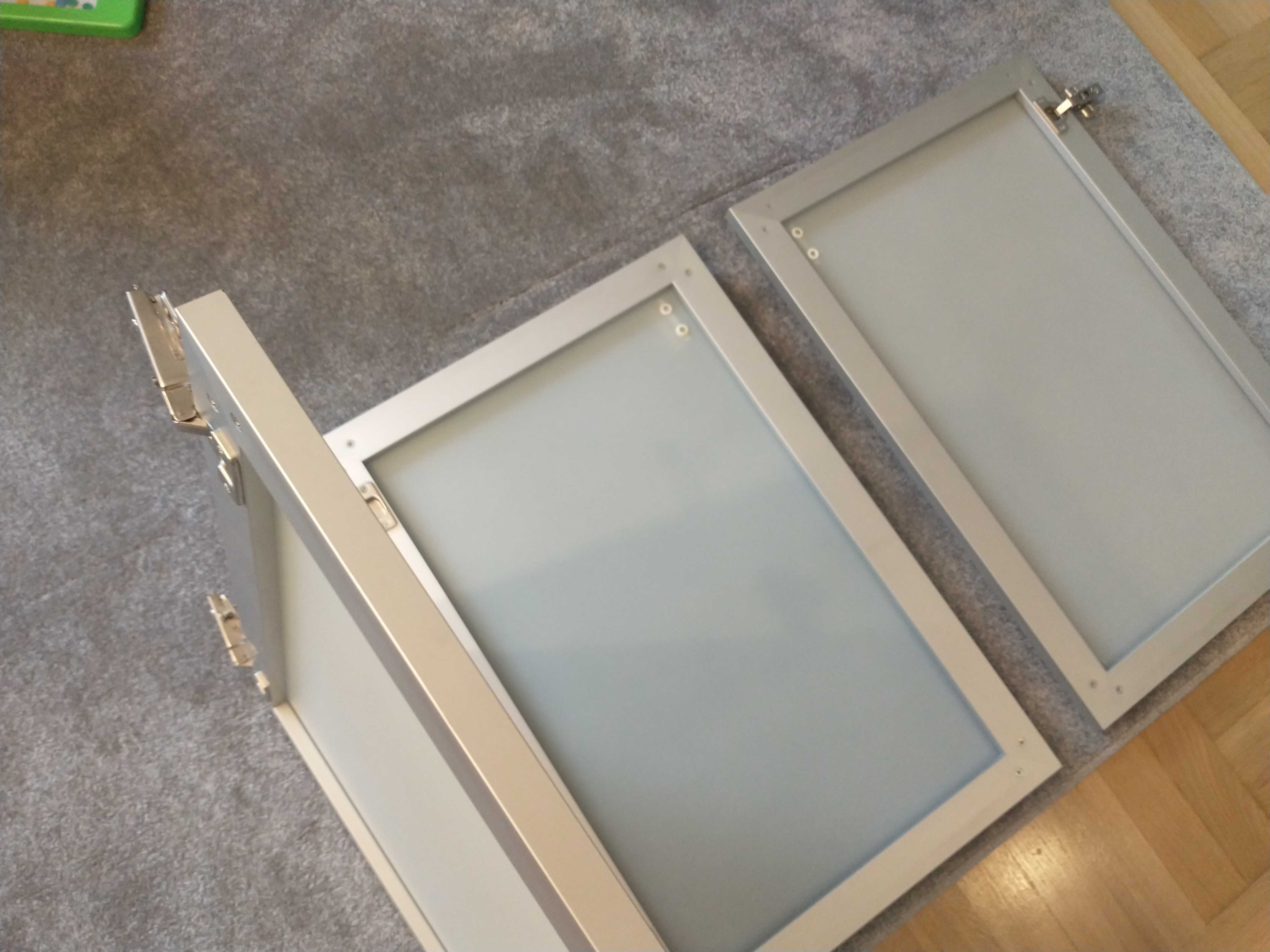 Fronty szafek aluminium 3 cm szkło mleczne Jak nowe ! 3 szt.